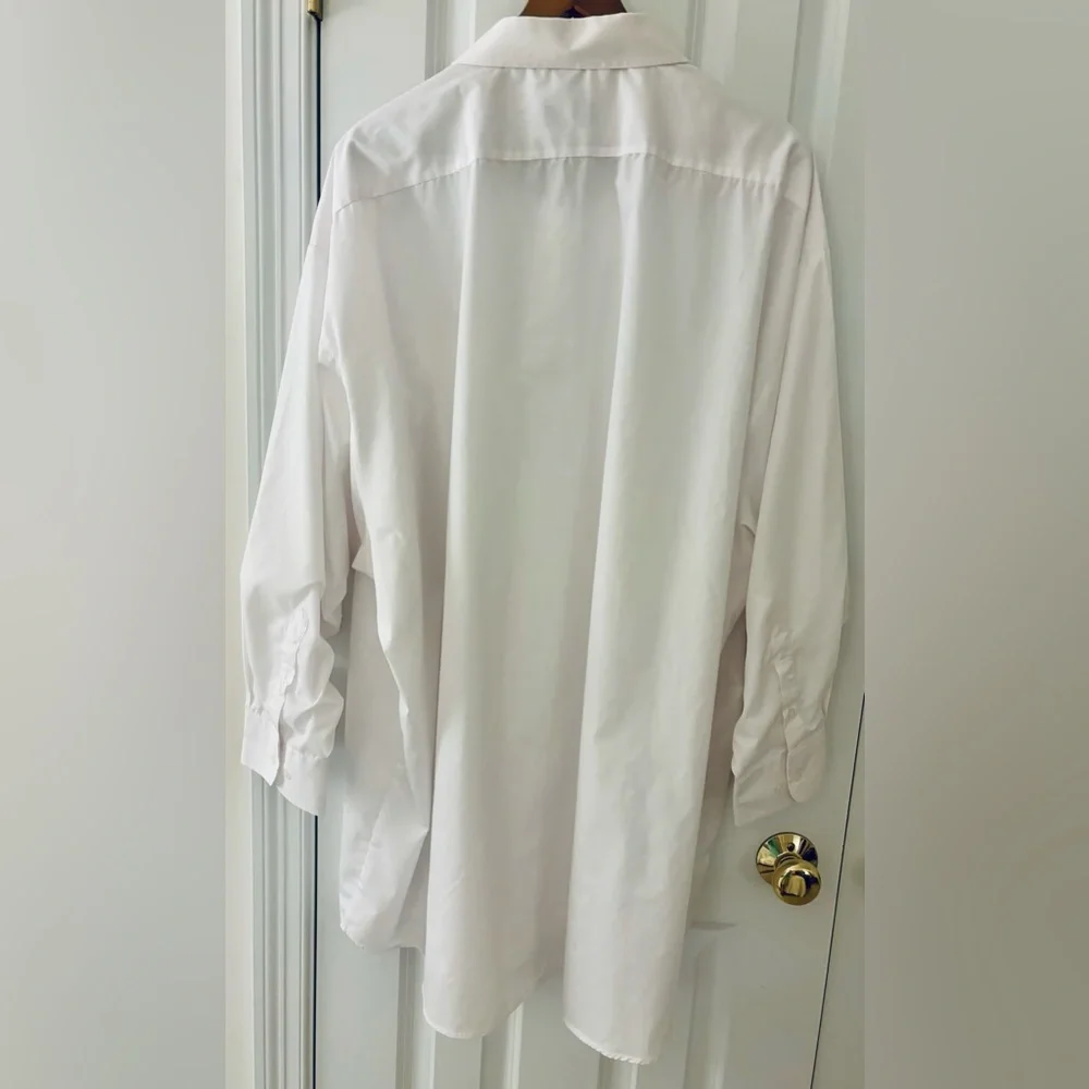 Edwards White Dress Shirt Button Up Big & Tall 6XL 34/35 Poplin Classic EUC easy